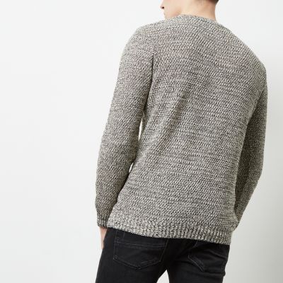 Black and white textured knit jumper